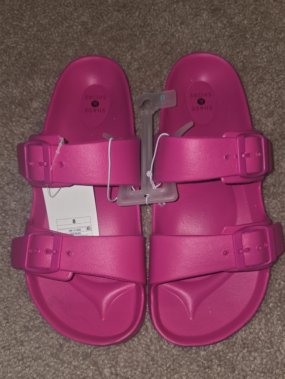 Shade & Shore Hot Pink Dual-Buckle Slide Sandals